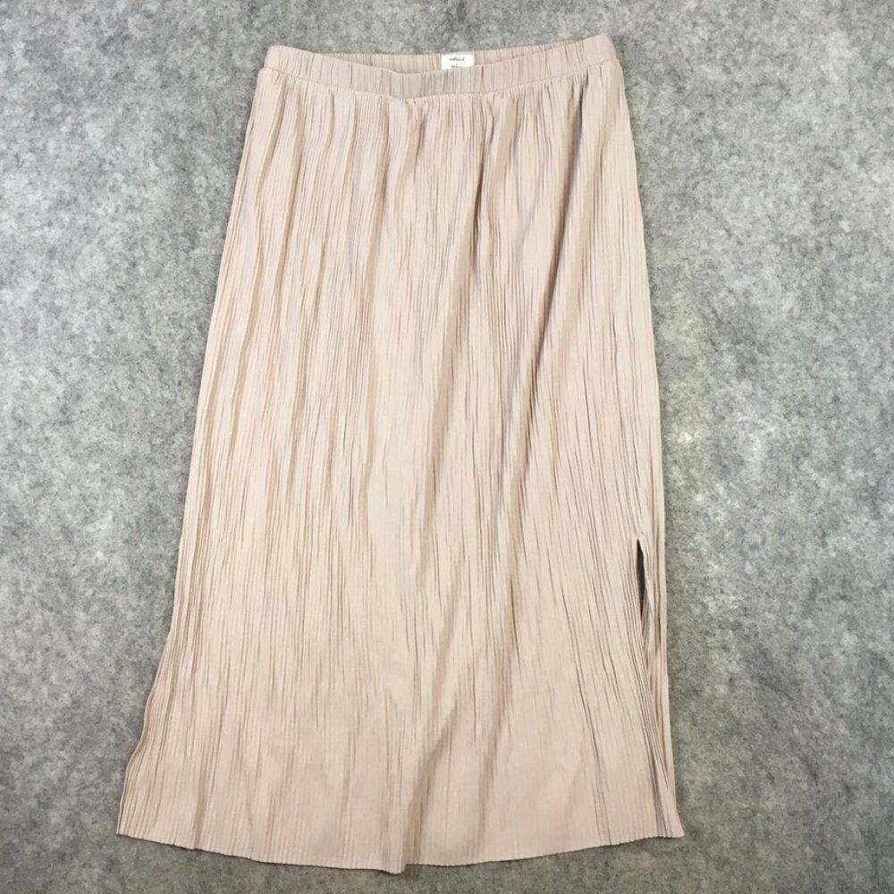 Wilfred Skirt L Midi Pleated Accordion Slits Pull On A Line Beige Neutral Solid